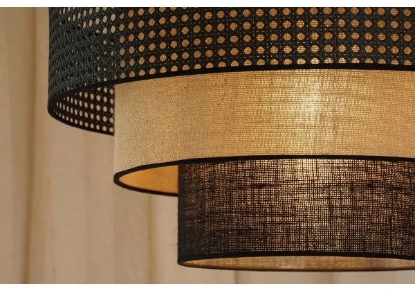 Brilagi - Lampadario a cavo DAKOTA LUNETA 1xE27/15W/230V Ø 60 cm nero/rattan