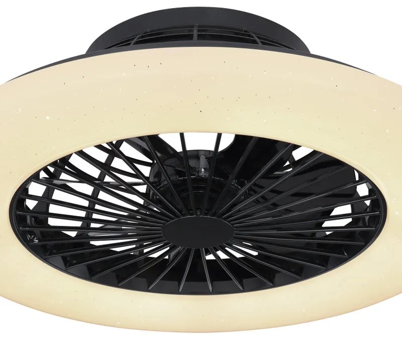 Ventilatore da soffitto TRAVO nero, Ø 50 cm, dimmerabile, GLOBO IP20