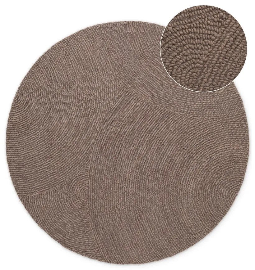 Tappeto rotondo grigio tortora in lana tessuto a mano ø 200 cm Eleni Taupe – Hanse Home