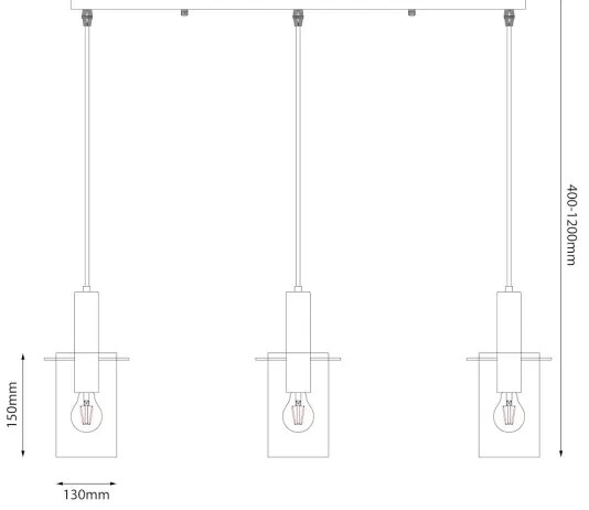 Lampadario a sospensione con filo ARCADIA 3xE27/60W/230V nero/fumé