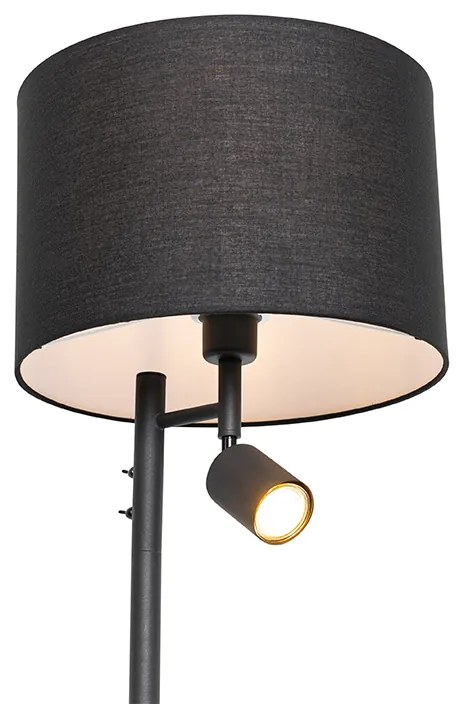 Lampada da terra nera con interno bianco e luce di lettura - Jelena