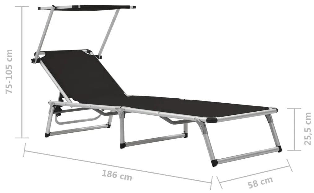 Lettini da Sole Pieghevoli Tettuccio 2pz Alluminio Textilene