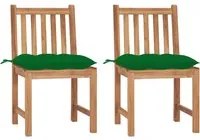 Sedie da Giardino 2 pz con Cuscini in Legno Massello di Teak 3062936