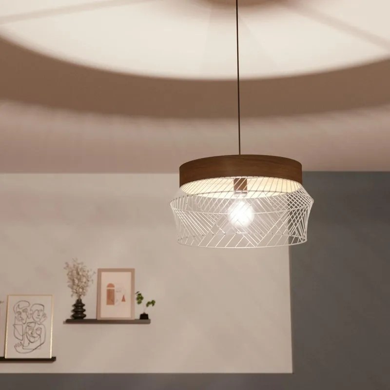 Lampadario Natura Kanel nero paralume nero E27 Ø45cm INSPIRE