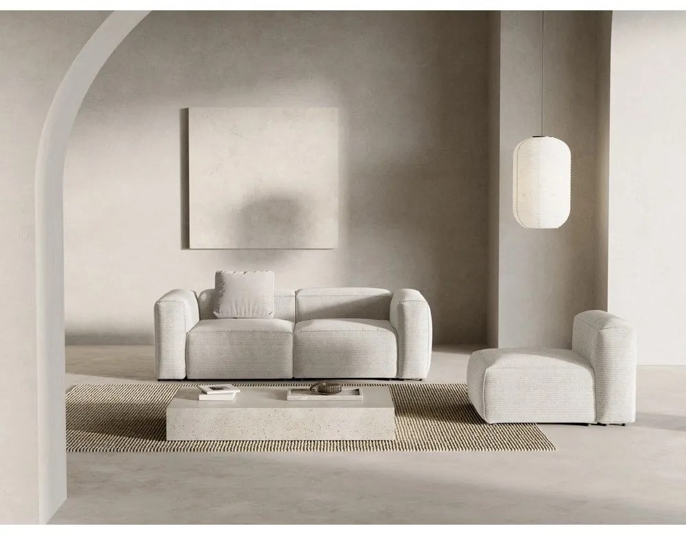 Divano beige con rivestimento in velluto a coste 224 cm Bergano – Cosmopolitan Design