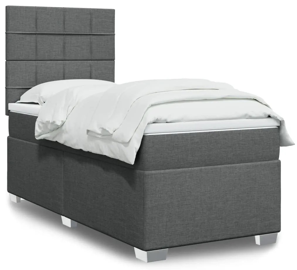 Giroletto A Molle Con Materasso Grigio Scuro 100x200 Cm Tessuto /