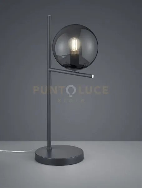 Pure lampada da tavolo metallo colore antracite con sfera fume' h. ...