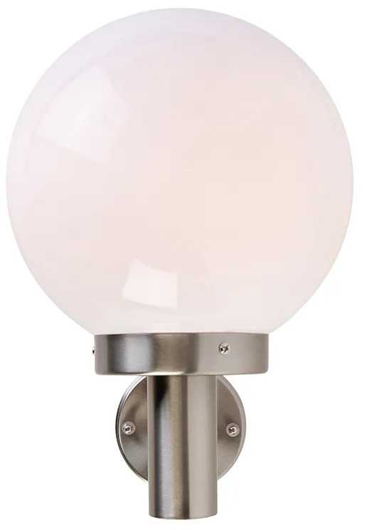 Lampada da parete moderna per esterni in acciaio inossidabile con globo in plastica IP44 - Sfera