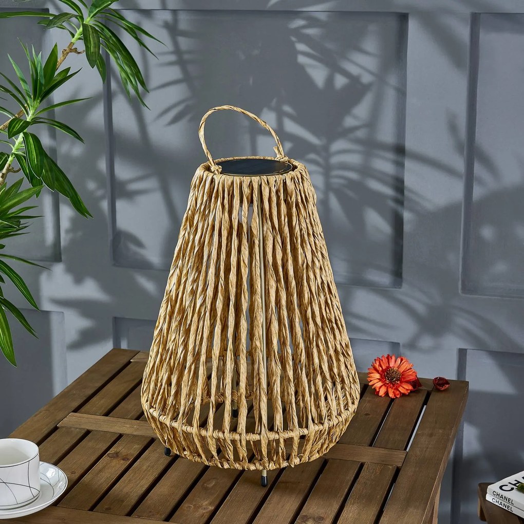 Lampada LED solare Amaria di Lindby, rattan, luce, Ø 27 cm