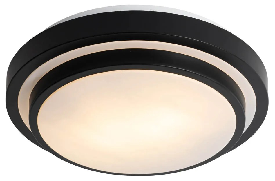 Plafoniera moderna nera e bianca 35 cm 2 luci IP44 - Walden