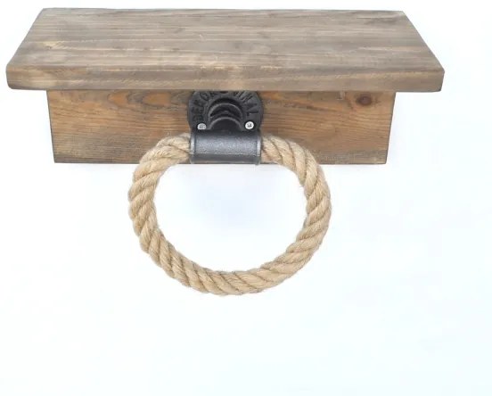 Porta asciugamani con ripiano BORURAF 14x30 cm abete