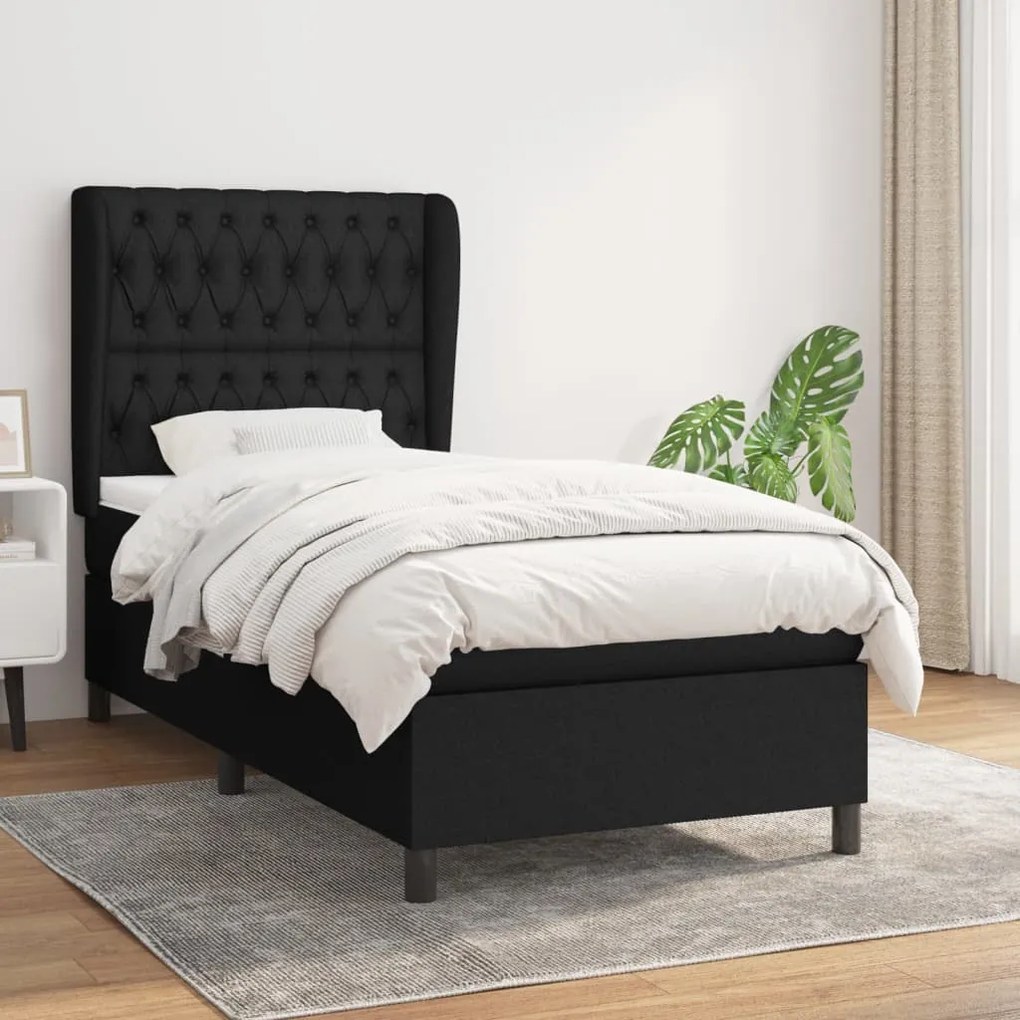 Giroletto A Molle Con Materasso Nero 100x200 Cm İn Tessuto /