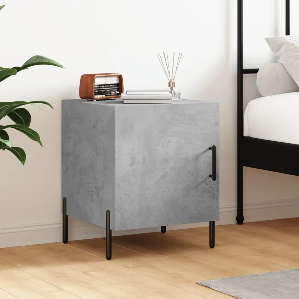 Comodino Grigio Cemento 40x40x50 Cm İn Legno Multistrato /