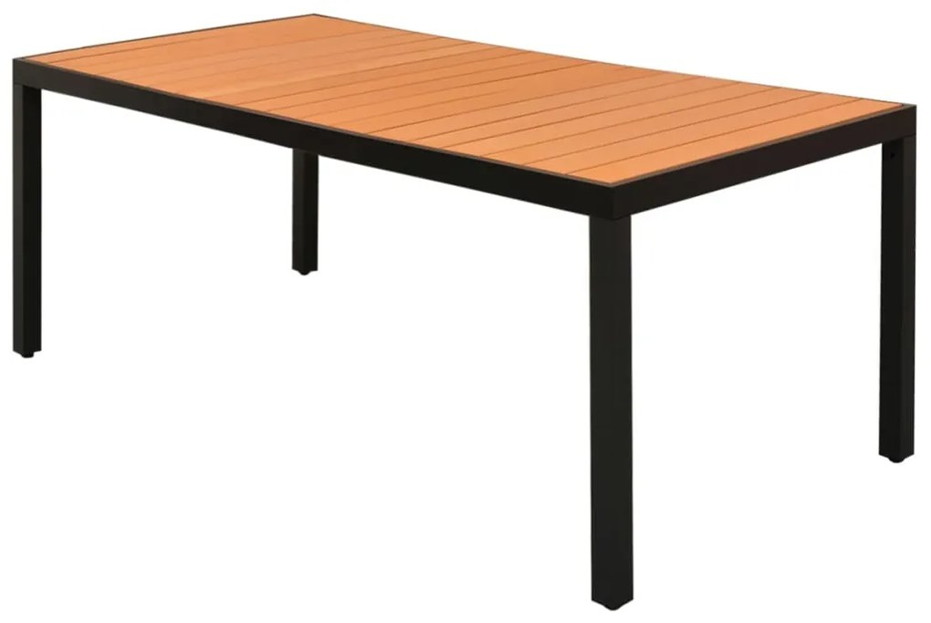 Set da pranzo da giardino 9 pz in rattan pvc nero e marrone