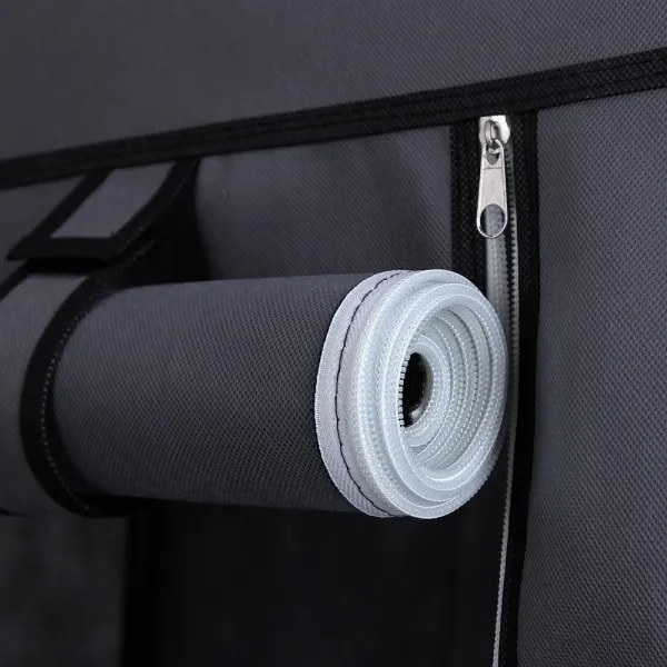 Armadio salvaspazio in tessuto MATIS 110x175 cm con ripiani e asta appendiabiti, grigio