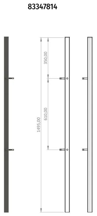 Palo angolare per recinzione Luxury in ferro finitura verniciato Nero H 150 cm x L 4 cm x P 4 cm