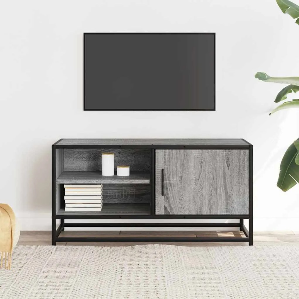 Mobile tv grigio sonoma 80x34,5x40 cm legno multistrato metallo