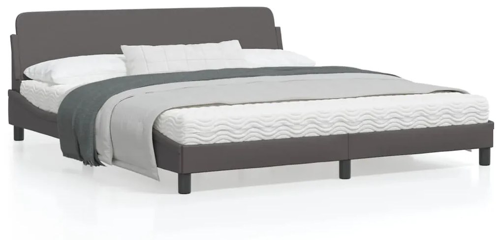 Giroletto Con Testiera Grigio 180x200 Cm İn Similpelle /