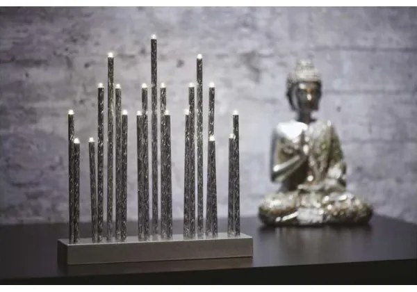 Candeliere natalizio LED 19xLED/3xAA grigio