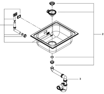 GROHE 31719SD0 - Lavello da cucina K200 533 × 457 mm in acciaio inox