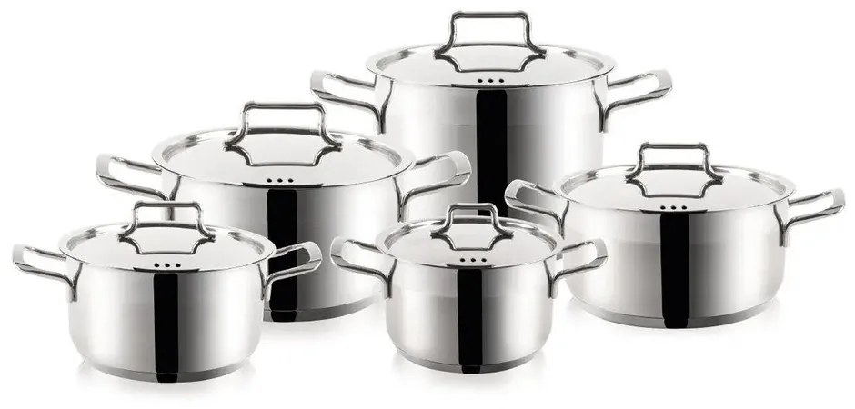 Set di pentole in acciaio inox da 10 pezzi Anett - Orion