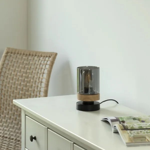 JUST LIGHT. 11310-18 - Lampada da tavolo PASQUAL 1xE27/40W/230V nero/albero di caucciù