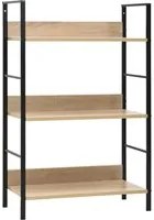 Scaffale Libri 3 Ripiani Rovere 60x27,6x90,5 Legno Multistrato 288219