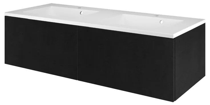 Mobile sottolavabo e lavabo Neo Line rovere nero L 120 x H 32 x P 48 cm