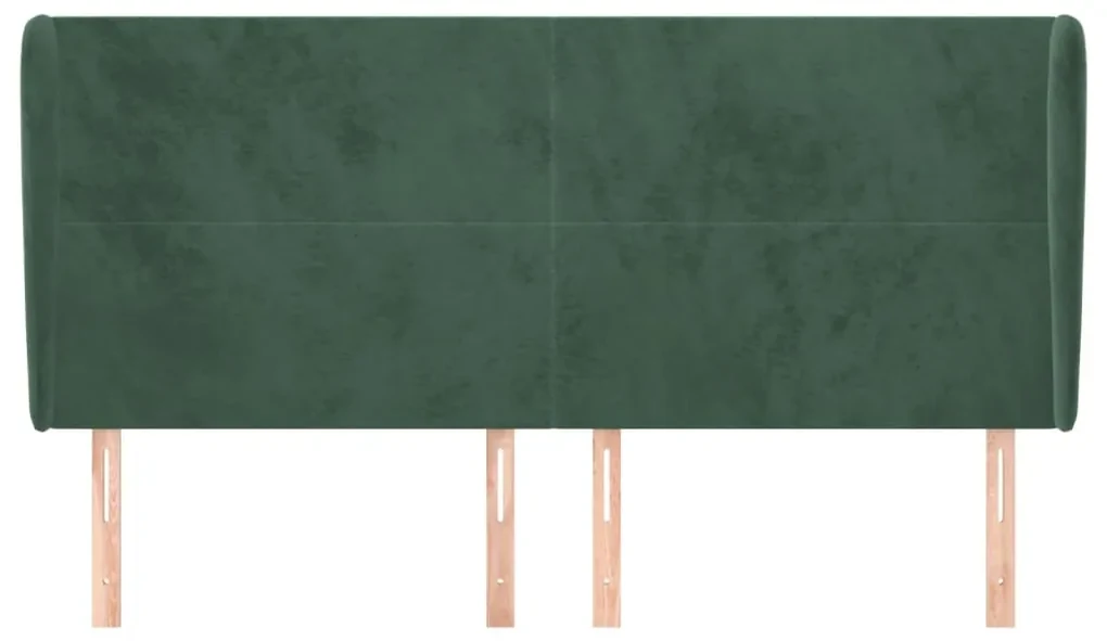 Testiera ad orecchio verde scuro 163x23x118/128cm in velluto