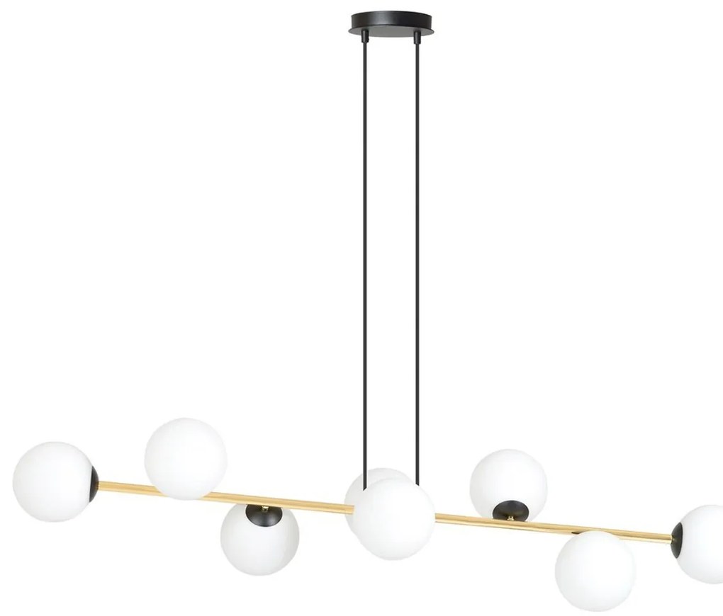 Lampadario a sospensione GRAVITY 8 Nero/Bianco e Oro 8xE14