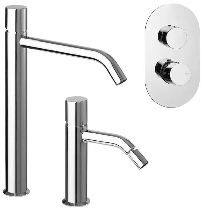 Set miscelatori lavabo alto bidet e doccia a incasso con deviatore Gemma