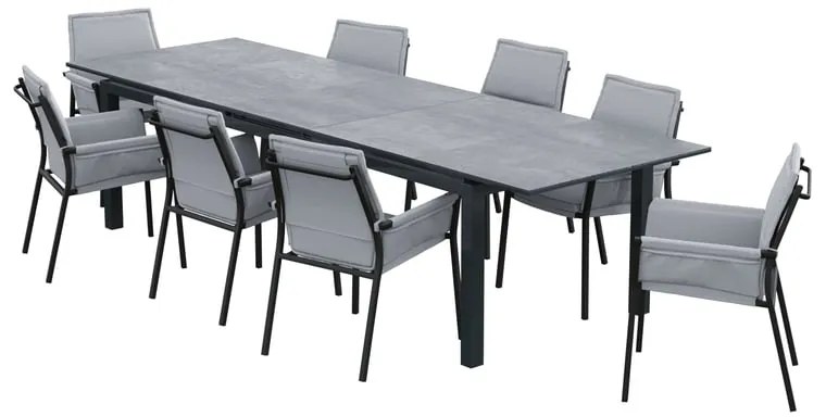 Set tavolo e sedie Odyssea NATERIAL in alluminio antracite per 8 persone