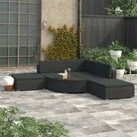 Set Divani da Giardino 6 pz con Cuscini in Polyrattan Nero 46752