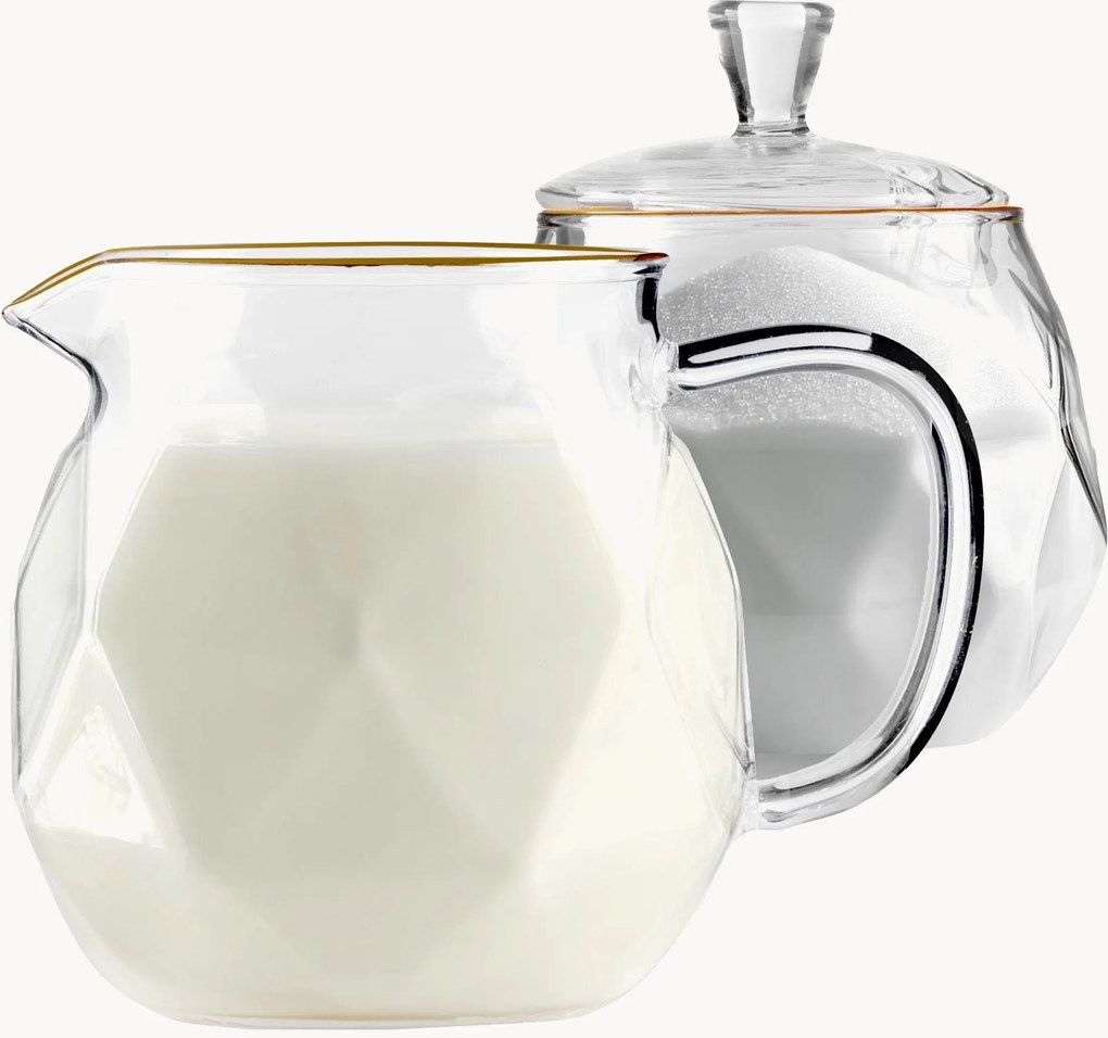 Zuccheriera e lattiera in vetro borosilicato Geo Gold 2 pz