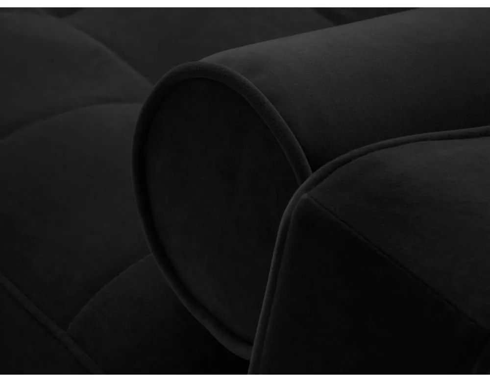 Divano letto angolare in velluto nero, angolo destro Santo - Milo Casa