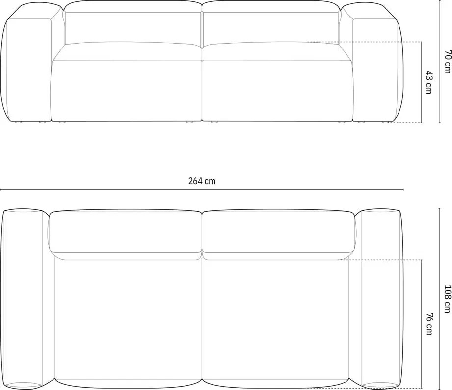 Divano grigio scuro con rivestimento in velluto a coste 264 cm Bergamo – Cosmopolitan Design