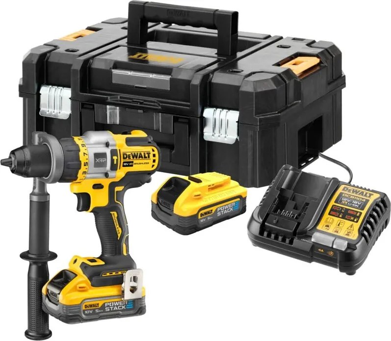 Trapano a percussione a batteria Dewalt 18V, xrp DCD999H2T, 2x 5,0 Ah powerstack + caricabatterie