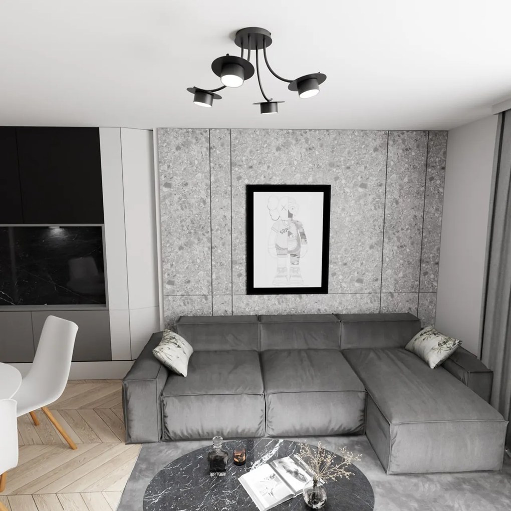 Lampada a soffitto in acciaio ENSO 4 nero da interno 4xGX53