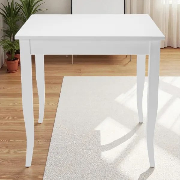Tavolo fisso in legno gamba a sciabola RISTORANTE misura 90x90 Bianco Frassino