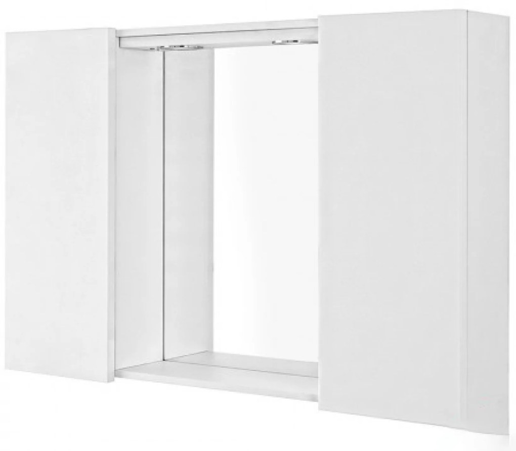Specchio Contenitore 90x60 Cm Due Ante Con Illuminazione Led Feridras "Stella" Bianco Lucido