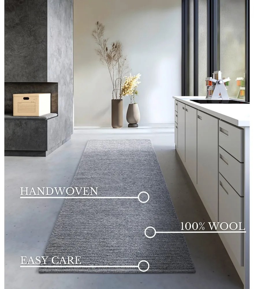 Passatoia grigia in lana tessuta a mano 80x200 cm Francois - Villeroy&Boch