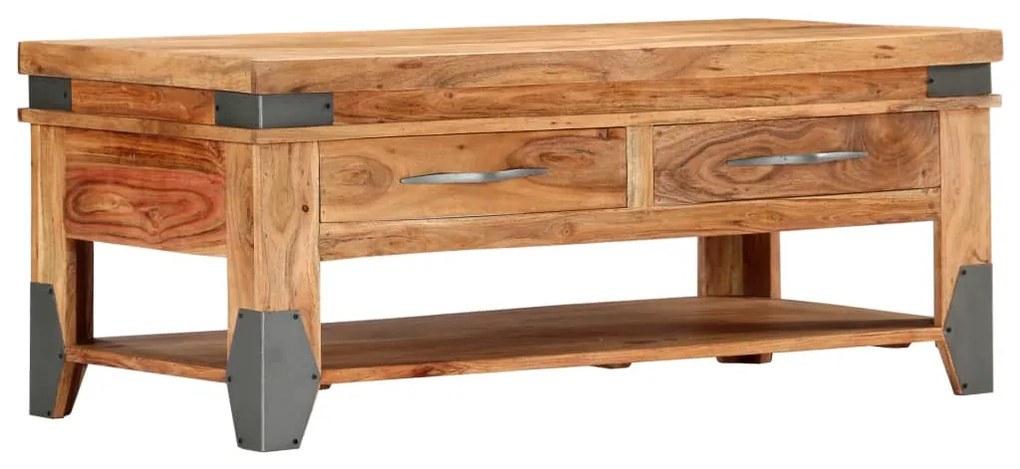 Tavolino da Caffè 110x52x45 cm in Legno Massello di Acacia