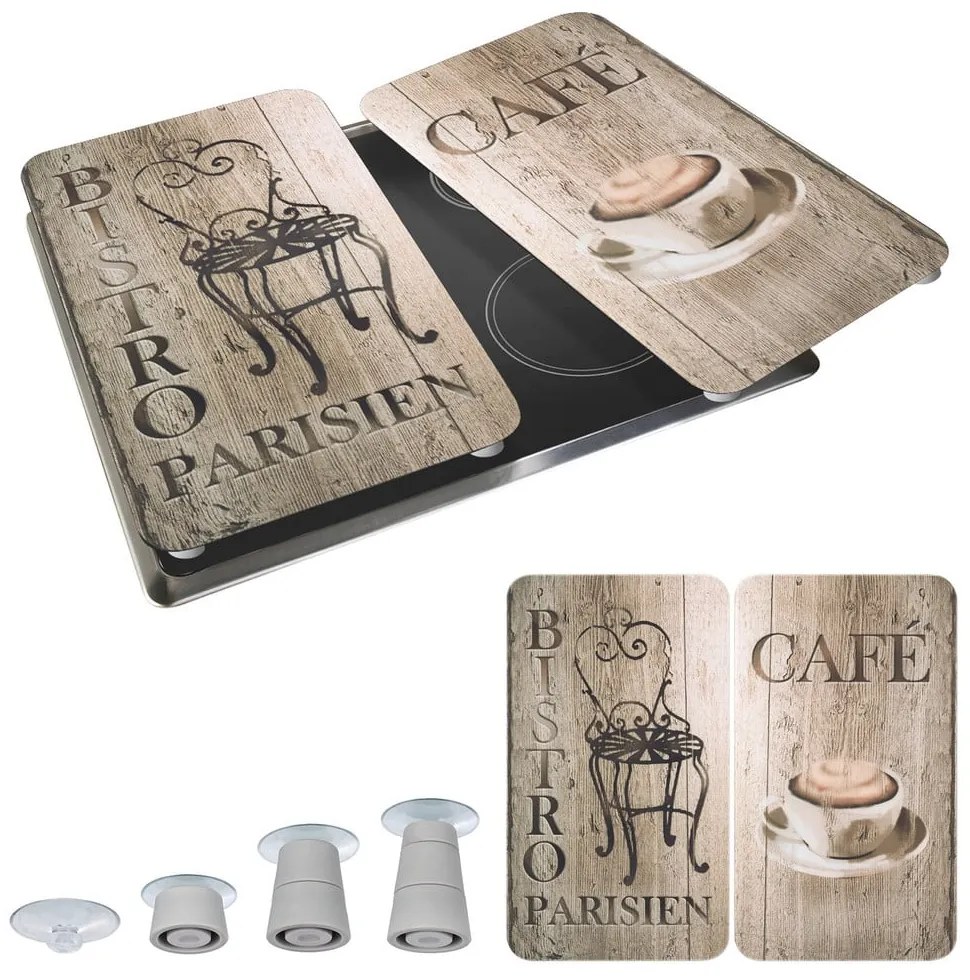 Set di 2 coperchi in vetro per fornello Bistrot, 52 x 30 cm Café - Wenko