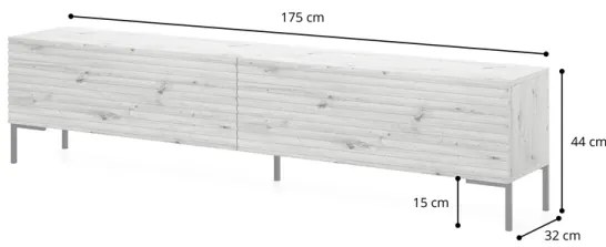 Mobile TV 175 Cm Listellato 2 Ante Tortora Piedini Oro Zenith