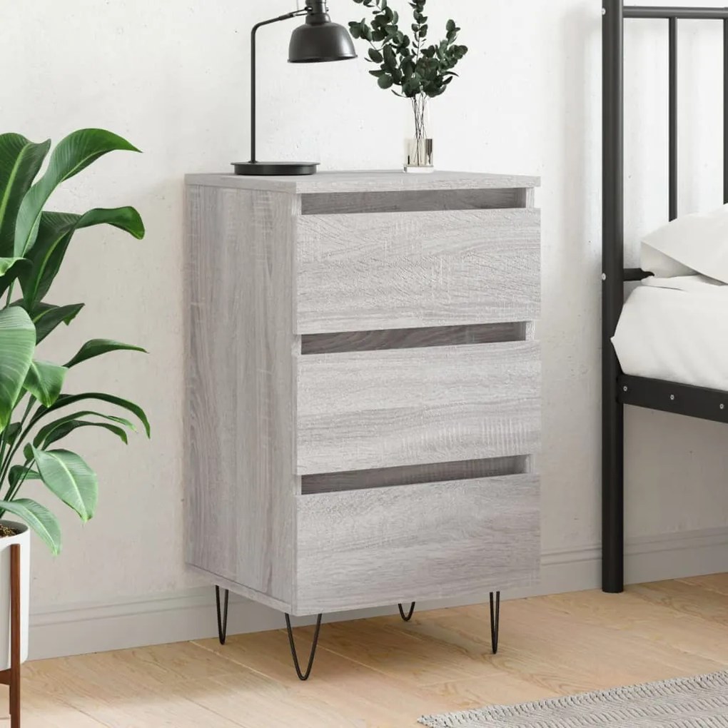 Comodino Grigio Sonoma 40x35x69 Cm İn Legno Multistrato /