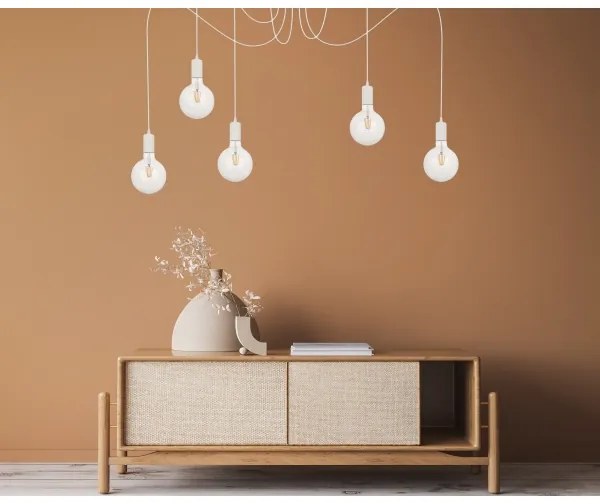 Lampadario a sospensione con filo MIROS 5xE27/60W/230V ragno bianco