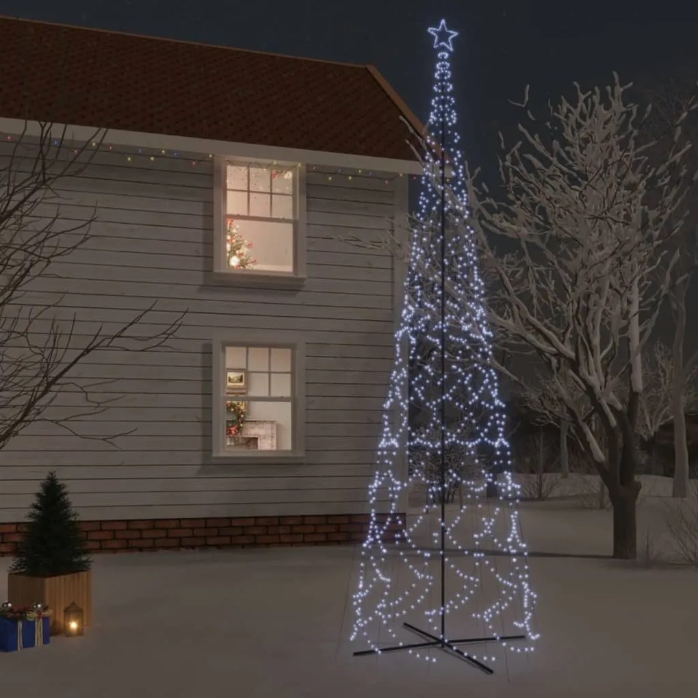 Albero di Natale a Cono con LED Bianco Caldo e Freddo, Albero di Natale a Cono Bianco Freddo 3000 LED 230x800 cm