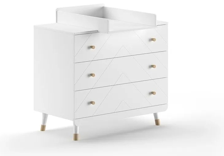 Cassettiera per bambini bianca con fasciatoio 100x100x74 cm Billy – Vipack