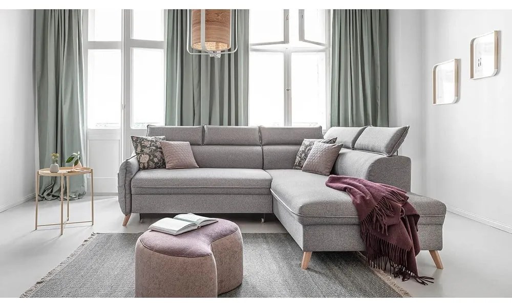 Divano letto angolare grigio chiaro (angolo destro) Sweet Harmony - Miuform