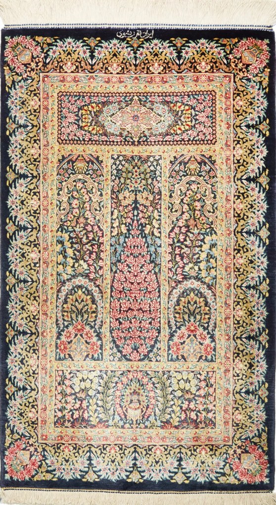 Ghom Tappeto persiano 60 x 100 Nero (Iran) Annodato A Mano
